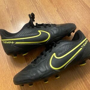 Nike Kids Tiempo Black and Yellow Sneakers